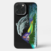 Meerjungfrau mit Delphinen iPhone Hülle (Rückseite)