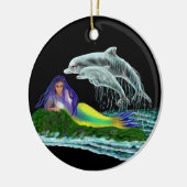 Meerjungfrau mit Delphinen Keramik Ornament (Links)