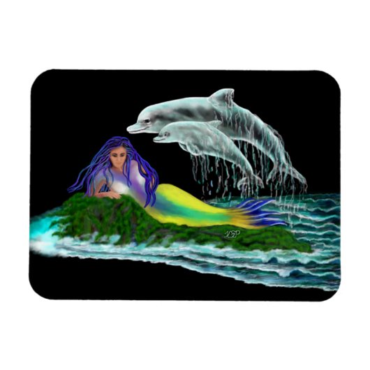 Meerjungfrau mit Delphinen Magnet (Horizontal)