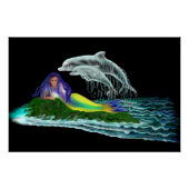 Meerjungfrau mit Delphinen Poster (Vorderseite)