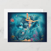 Meerjungfrau mit Delphinen Postkarte (Vorne/Hinten)
