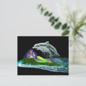 Meerjungfrau mit Delphinen Postkarte (Stehend Vorderseite)