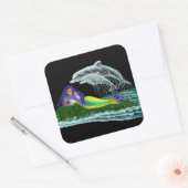 Meerjungfrau mit Delphinen Quadratischer Aufkleber (Umschlag)