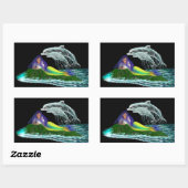 Meerjungfrau mit Delphinen Rechteckiger Aufkleber (Blatt)