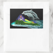 Meerjungfrau mit Delphinen Rechteckiger Aufkleber (Tasche)