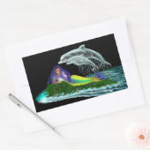 Meerjungfrau mit Delphinen Rechteckiger Aufkleber (Umschlag)