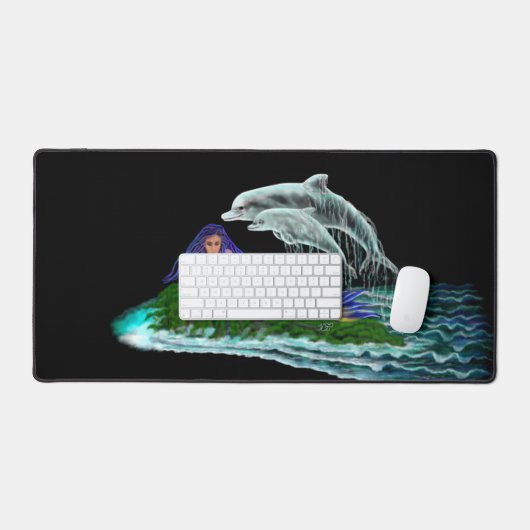 Meerjungfrau mit Delphinen Schreibtischunterlage (Tastatur & Maus)
