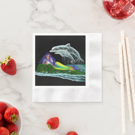 Meerjungfrau mit Delphinen Serviette (Beispiel)