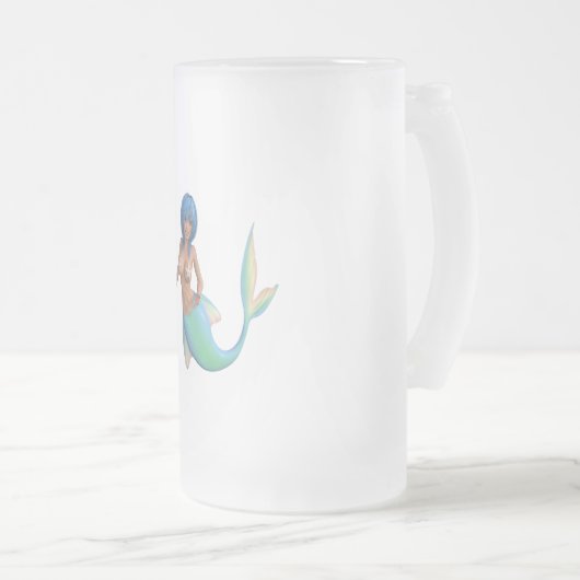 Meerjungfrau mit dem Türkishaar und -Schwanz Mattglas Bierglas (VorderseiteRechts)