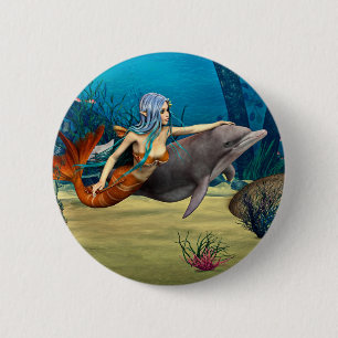 Meerjungfrau mit Dolphin Button