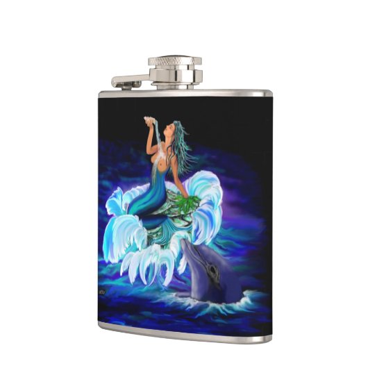 Meerjungfrau mit Dolphin Flachmann (Links)