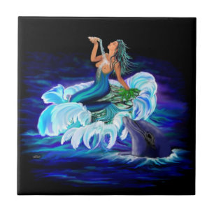 Meerjungfrau mit Dolphin Fliese