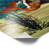 Meerjungfrau mit Dolphin Fotodruck (Ecke)