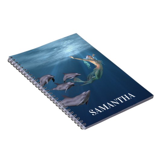 Meerjungfrau mit Dolphin Friends Ocean Notizblock (Rechte Seite)