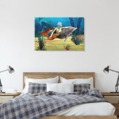 Meerjungfrau mit Dolphin Leinwanddruck (Insitu (Schlafzimmer))