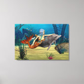 Meerjungfrau mit Dolphin Leinwanddruck (Vorderseite)
