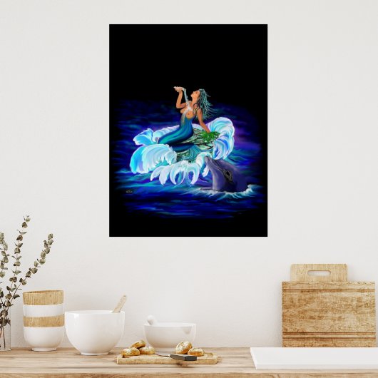 Meerjungfrau mit Dolphin Poster (Küche)