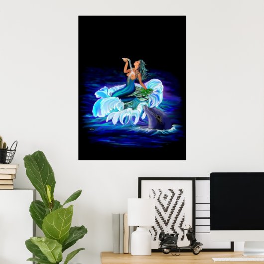 Meerjungfrau mit Dolphin Poster (Heimbüro)