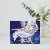 Meerjungfrau mit Dolphin Postkarte (Stehend Vorderseite)