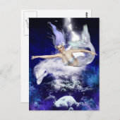 Meerjungfrau mit Dolphin Postkarte (Vorne/Hinten)