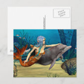 Meerjungfrau mit Dolphin Postkarte (Vorne/Hinten)