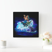 Meerjungfrau mit Dolphin Quadratische Wanduhr (Zuhause)