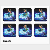 Meerjungfrau mit Dolphin Quadratischer Aufkleber (Blatt)