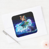 Meerjungfrau mit Dolphin Quadratischer Aufkleber (Umschlag)