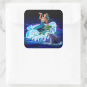 Meerjungfrau mit Dolphin Quadratischer Aufkleber (Tasche)