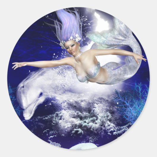 Meerjungfrau mit Dolphin Stickers (Vorderseite)