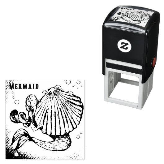 Meerjungfrau mit einer Zeichnend Muschel Permastempel (Beispiel)