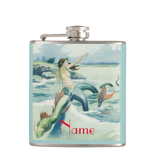 Meerjungfrau mit fließendem Thunder_Cove  Flachmann (Vorderseite)