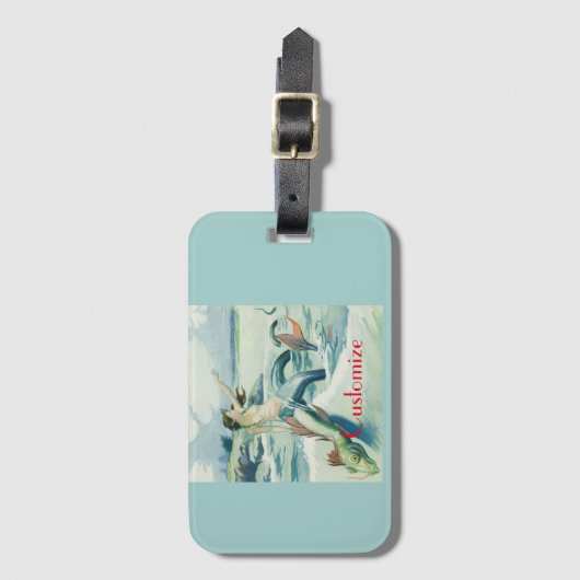 Meerjungfrau mit fließendem Thunder_Cove Gepäckanhänger (Vorderseite Vertikal)