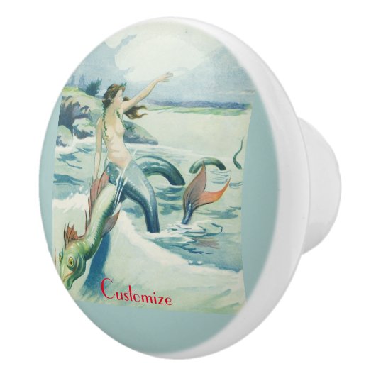 Meerjungfrau mit fließendem Thunder_Cove Keramikknauf (Rechts)