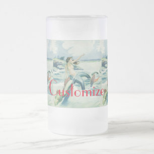 Meerjungfrau mit fließendem Thunder_Cove Mattglas Bierglas