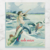 Meerjungfrau mit fließendem Thunder_Cove Weinetikett (Einzelnes Label)