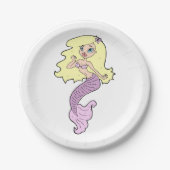 Meerjungfrau mit gelbem Haar Pappteller (Vorderseite)