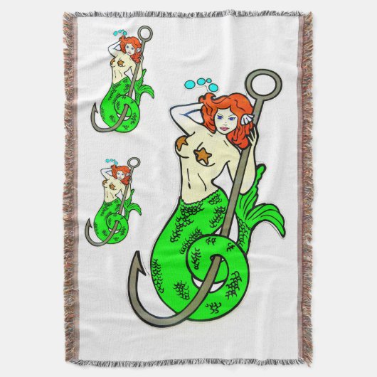 Meerjungfrau mit grünem Schwanz Decke (Vorderseite Vertikal)