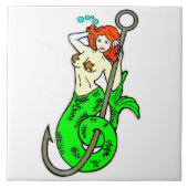 Meerjungfrau mit grünem Schwanz Fliese (Vorderseite)