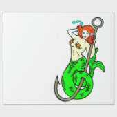 Meerjungfrau mit grünem Schwanz Geschenkpapier (Flach)