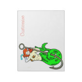 Meerjungfrau mit grünem Schwanz Notizblock (Rotiert)