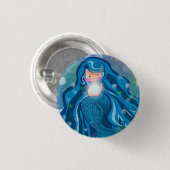 Meerjungfrau mit hellem Perle Knopf Button (Vorne & Hinten)