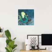 Meerjungfrau mit ihrem Perlenposter Poster (Heimbüro)