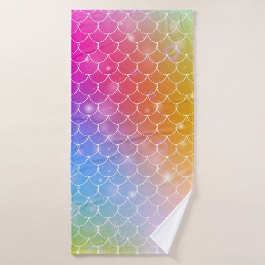 Meerjungfrau mit Kawaii Regenbogenwaage Badehandtuch (Badehandtuch)