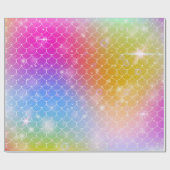 Meerjungfrau mit Kawaii Regenbogenwaage Geschenkpapier (Flach)