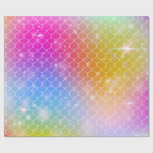 Meerjungfrau mit Kawaii Regenbogenwaage Geschenkpapier (Flach)
