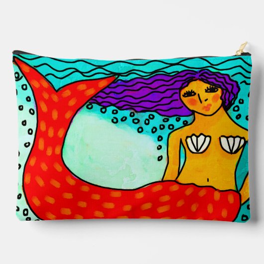 Meerjungfrau mit Lila, Abstrakter Kunst Zubehörtasche (Rückseite)