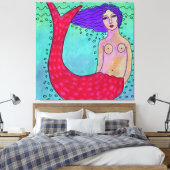 Meerjungfrau mit Lila Haarfarbe Abstrakte digitale Leinwanddruck (Insitu (Schlafzimmer))
