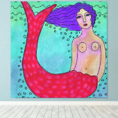 Meerjungfrau mit Lila Haarfarbe Abstrakte digitale Leinwanddruck (Insitu (Holzboden))