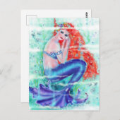 Meerjungfrau mit lila Schwanz von Renee Postkarte (Vorne/Hinten)